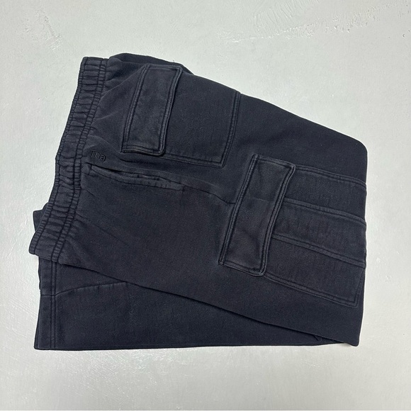 Tna Cozy AF Cargo Pockets Straight Leg Sweatpants Elastic Waistband Black - Picture 10 of 12